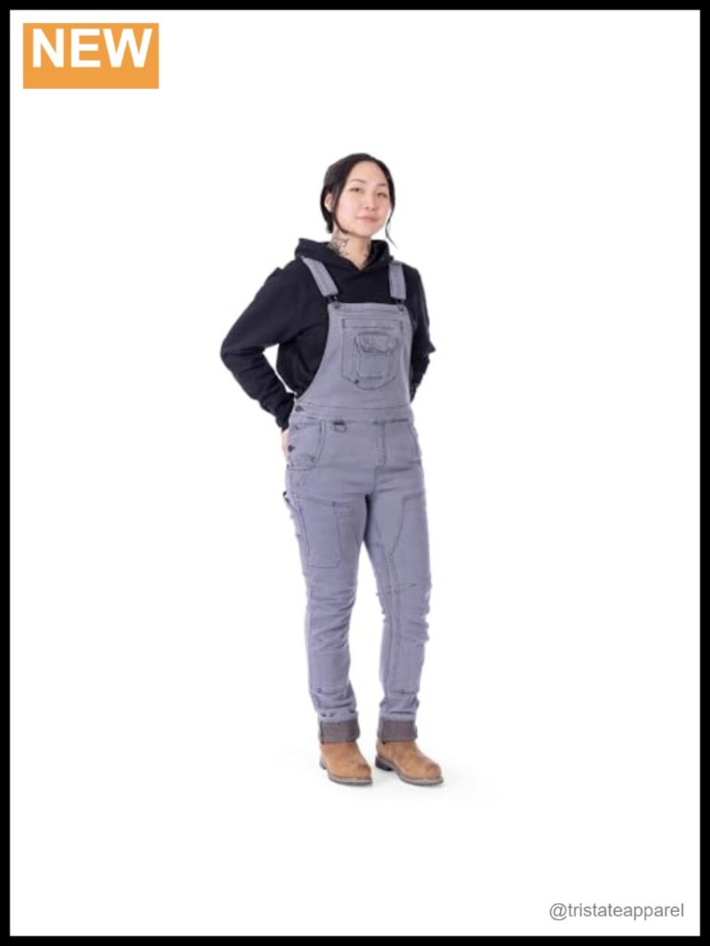 Dovetail Workwear Women's Thermal Drop Seat Overalls Stretch Denim Work Bib